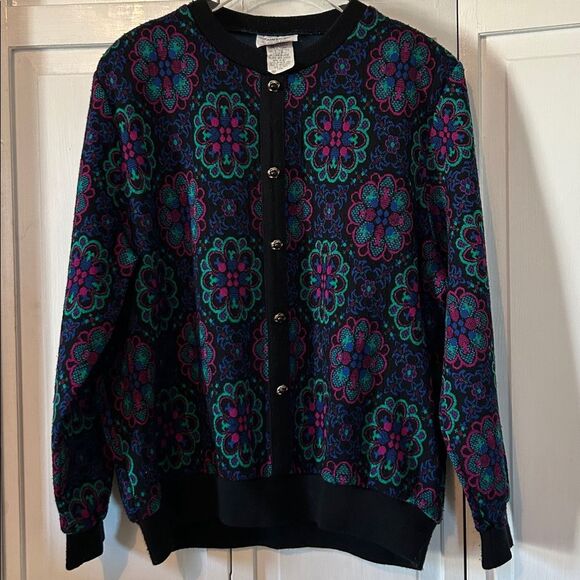 Vintage Faux Cardigan Floral Sweater from Cricket Lane - Size L - Picture 9 of 9